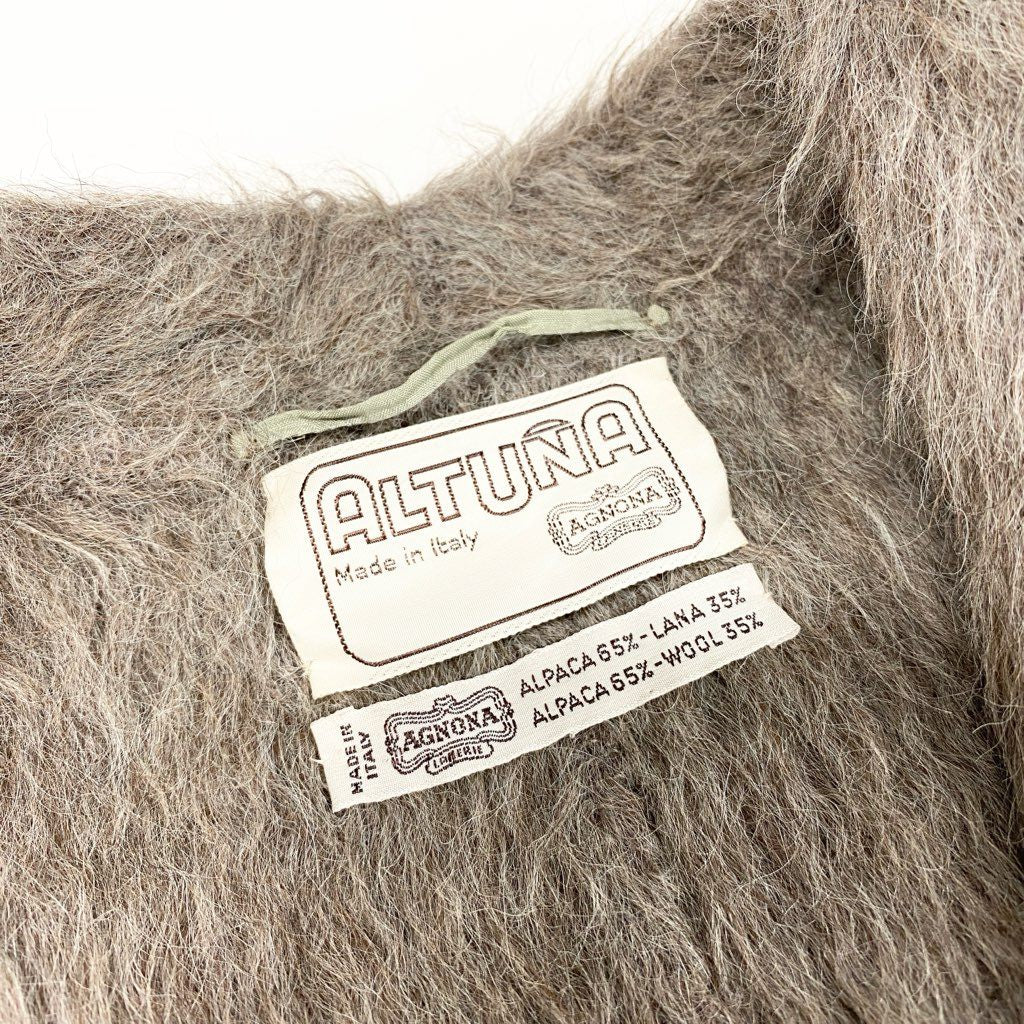 33l24 ALTUNA AGNONA アニオナ アルパカ ウール チェスターコート サイズ44 グレージュ イタリア製 アウター 女性服t18r