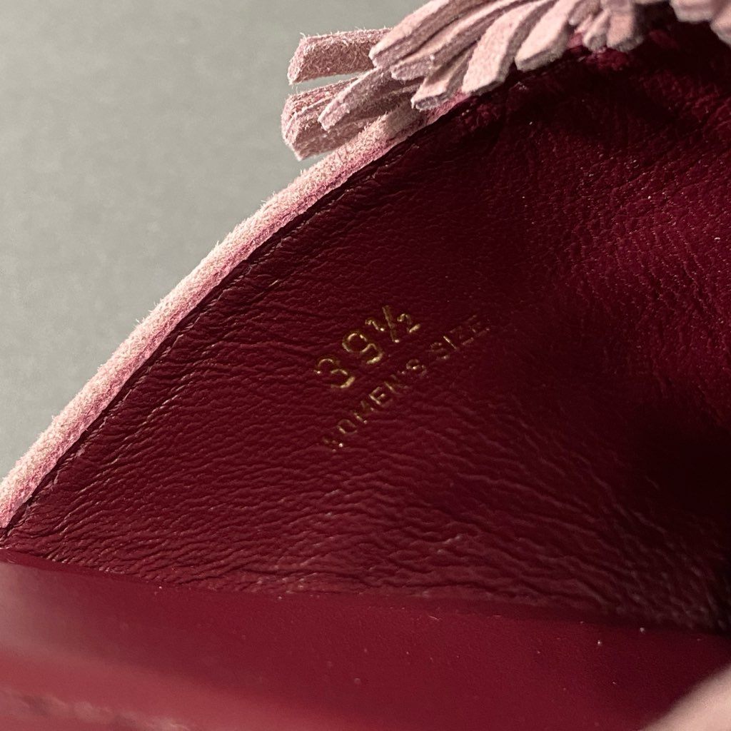 3i10 《美品》 TOD'S トッズ イタリア製 フリンジ スライド サンダル フラット シューズ 39 1/2 パープル系 スエード レザー