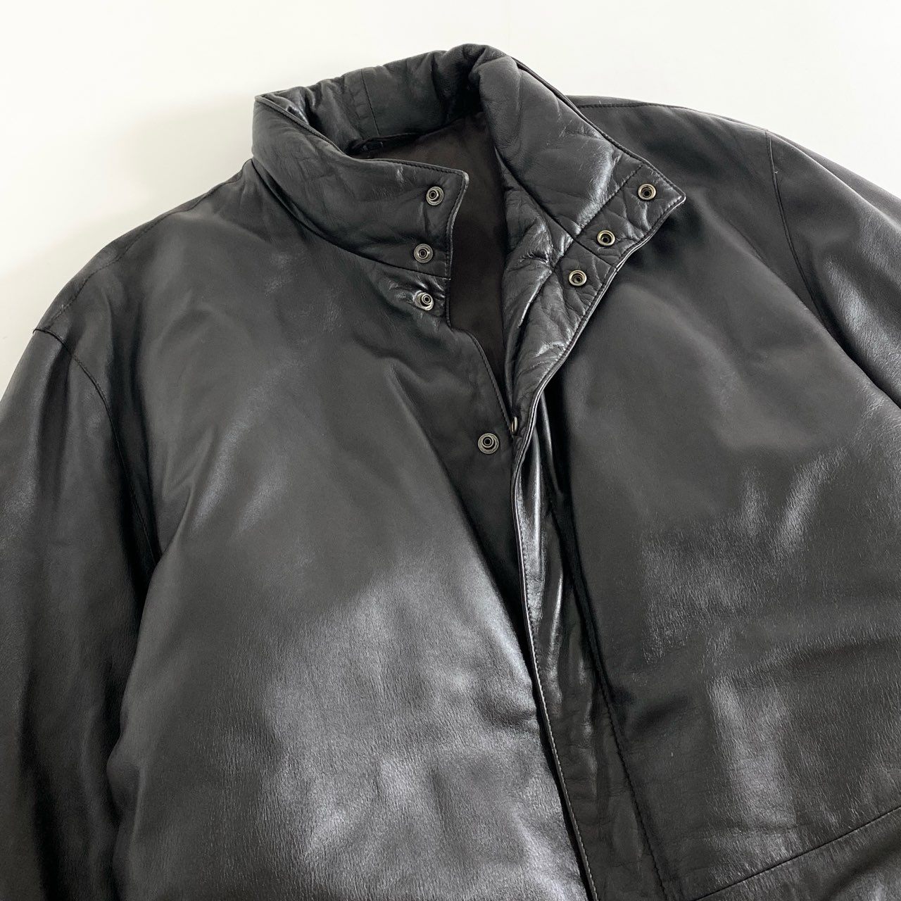 22h9 GIORGIO ARMANI ジョルジオ アルマーニ ラムレザージャケット 中綿 XL~XXL ブラック シープスキン アウター