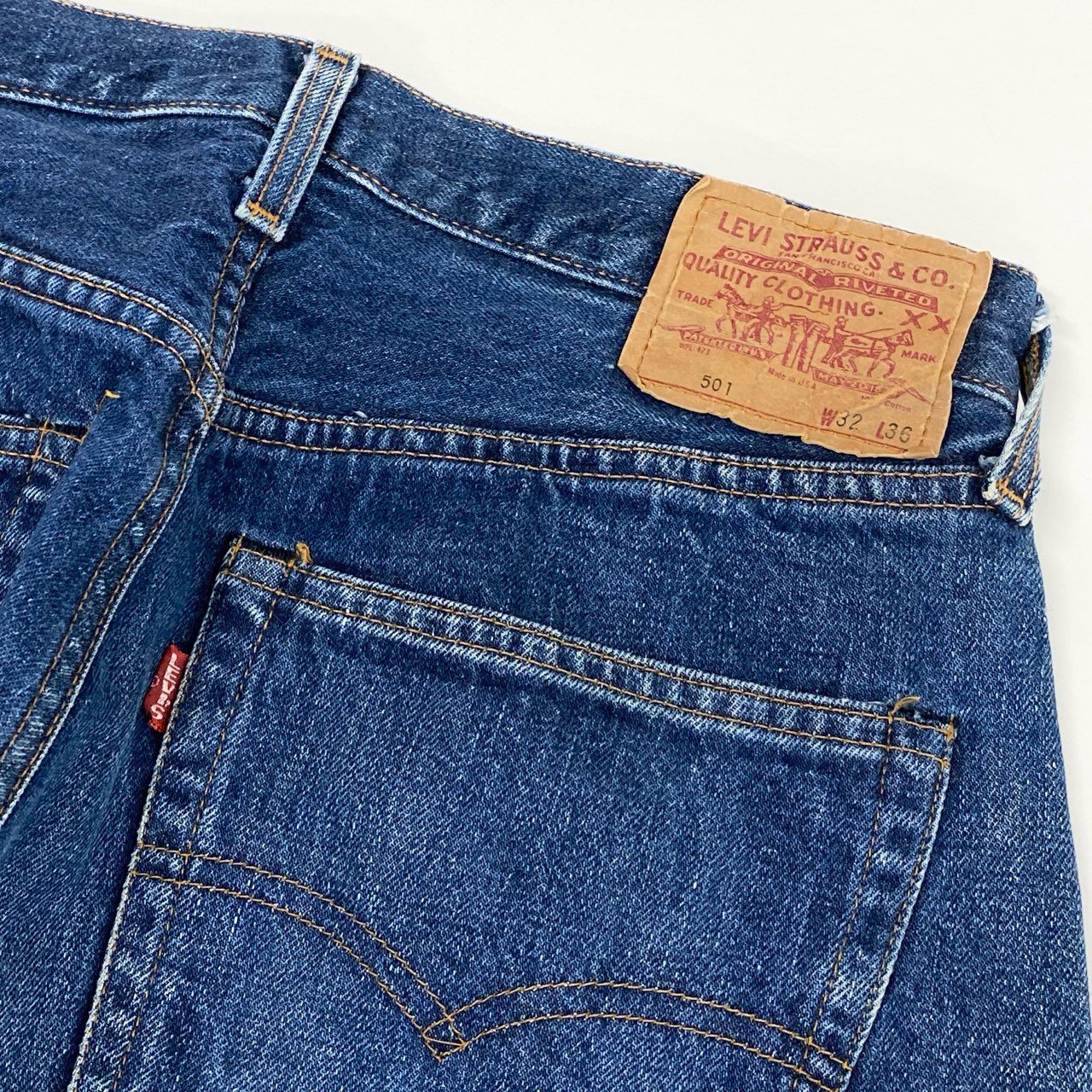 49f2 Levi's リーバイス BIG E ボタン裏 555 バレンシア工場製 92年 90s 501 ストレートデニムパンツ ボトムス ジーンズ USA製 セルビッチ W32 L36 インディゴ コットン