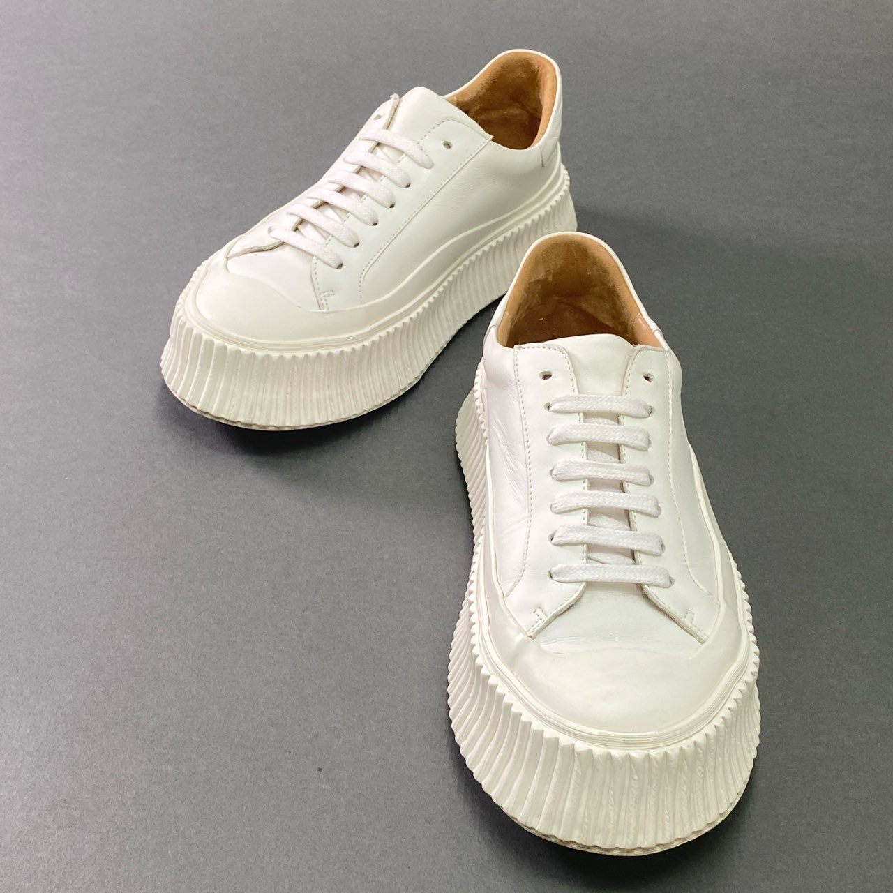 8c6 JIL SANDER ジルサンダー VULCANIZED Sneakers 厚底スニーカー シューズ 37 ホワイト レザー