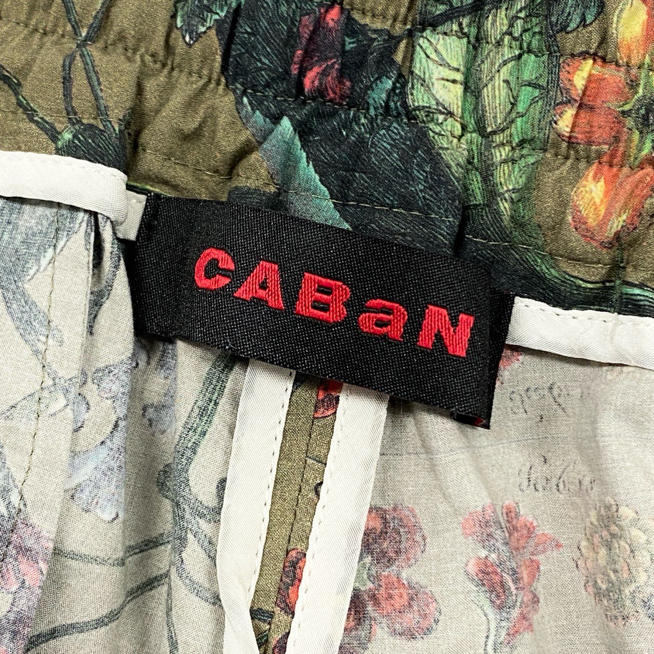 18k27 《美品》 CABaN キャバン トゥモローランド コットンブロード パレルモプリントイージーパンツ OMBRE柄 総柄 フラワープリント ウエストゴム◎ 59-04-21-04001 M グリーン系 コットン100