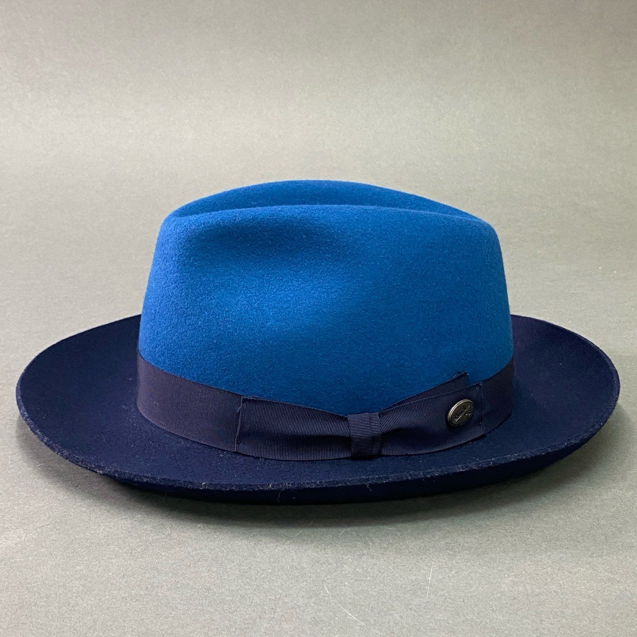 b17 Borsalino ボルサリーノ イタリア製 ウールフェルトハット 61 ブルー ネイビー リボン 帽子