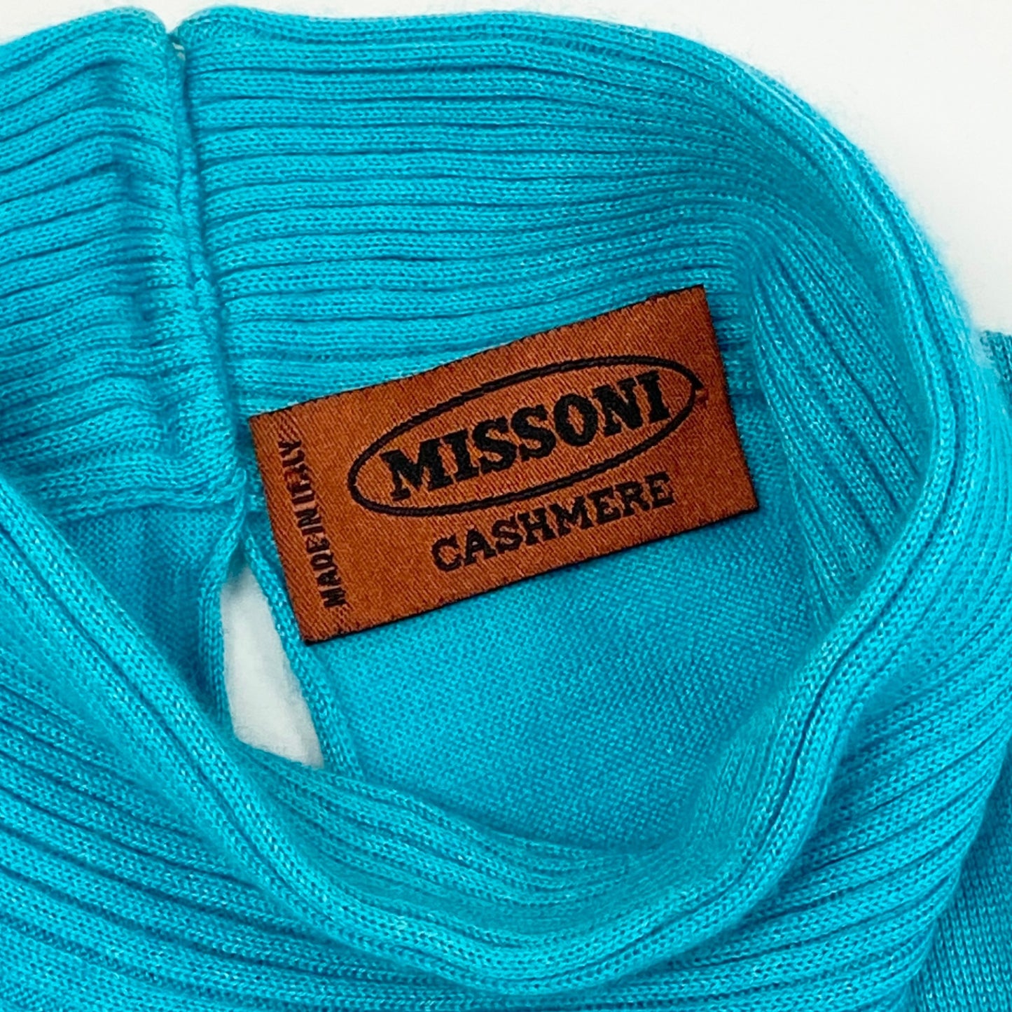 56h1 MISSONI ミッソーニ カシミヤ タートルネックニット セーター 42 ブルー カシミヤ70% シルク30% イタリア製 CASHMERE KNIT SWEATERt18r