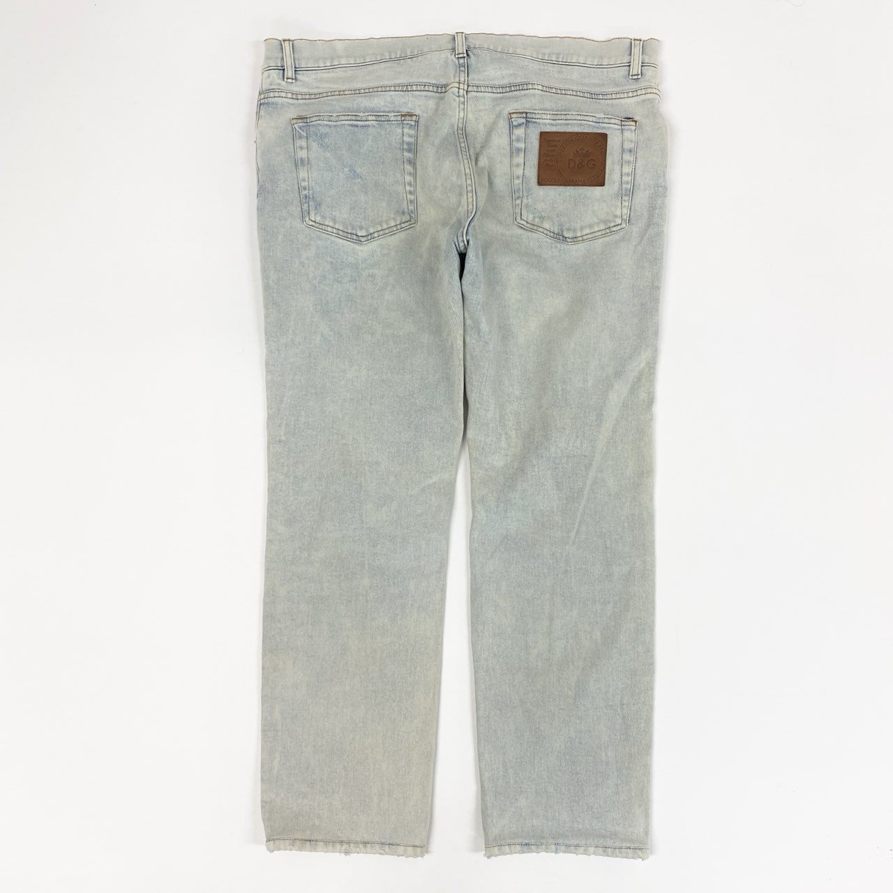 27a17 DOLCE&GABBANA ドルチェアンドガッバーナ ダメージ加工 デニムパンツ ジーンズ クラッシュ加工 イタリア製 SLIM 54 ライトブルー