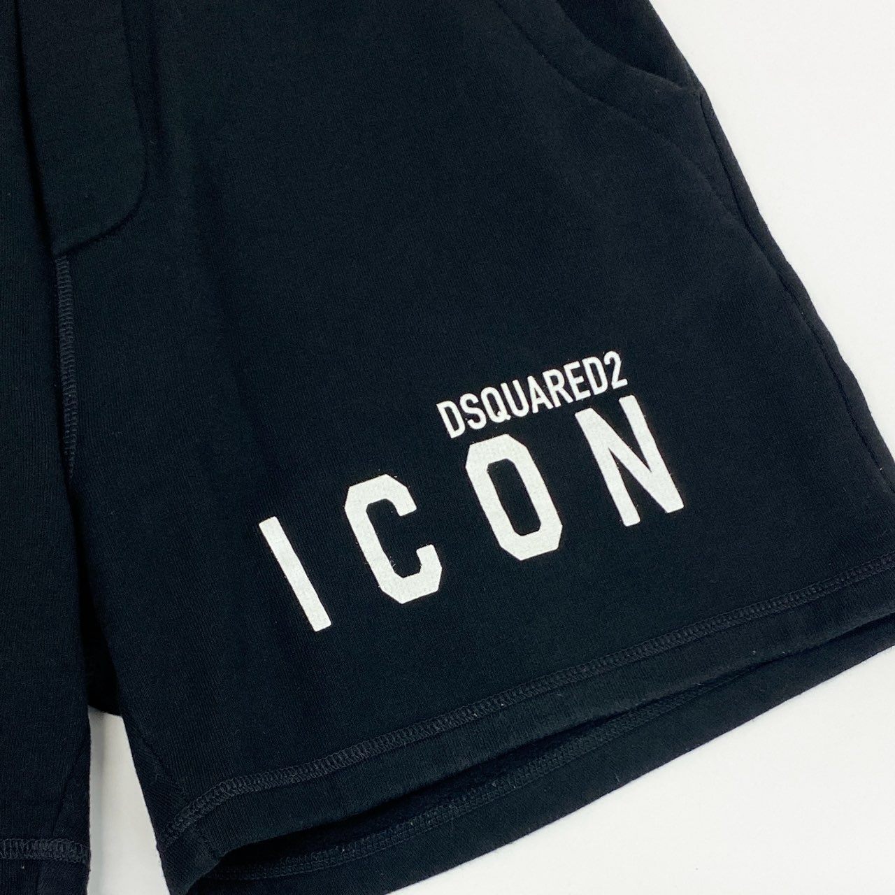 34f19 DSQUARED2 ディースクエアード スウェットハーフパンツ ショートパンツ ショーツ ボトムス アイコンロゴプリント S79MU0005 XS ブラック コットン
