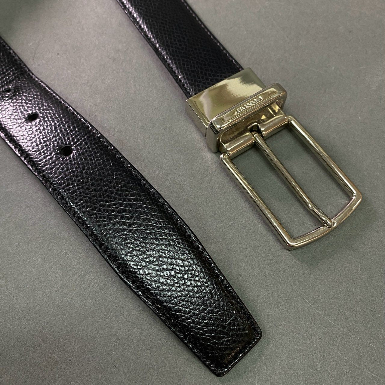 b12 COACH コーチ ピンバックル レザーベルト 約79.5-89.5cm ブラック Leather フォーマル ビジネス スーツ