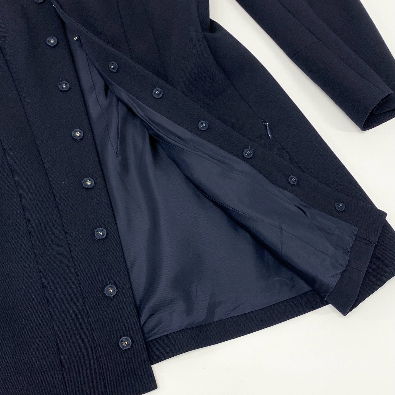 20k19 YOHJI YAMAMOTO ヨウジヤマモト 多ボタン ボタンフライ ノーカラージャケットノーカラーコート サイズ1 ネイビー レディース 女性用 オールドヨウジ