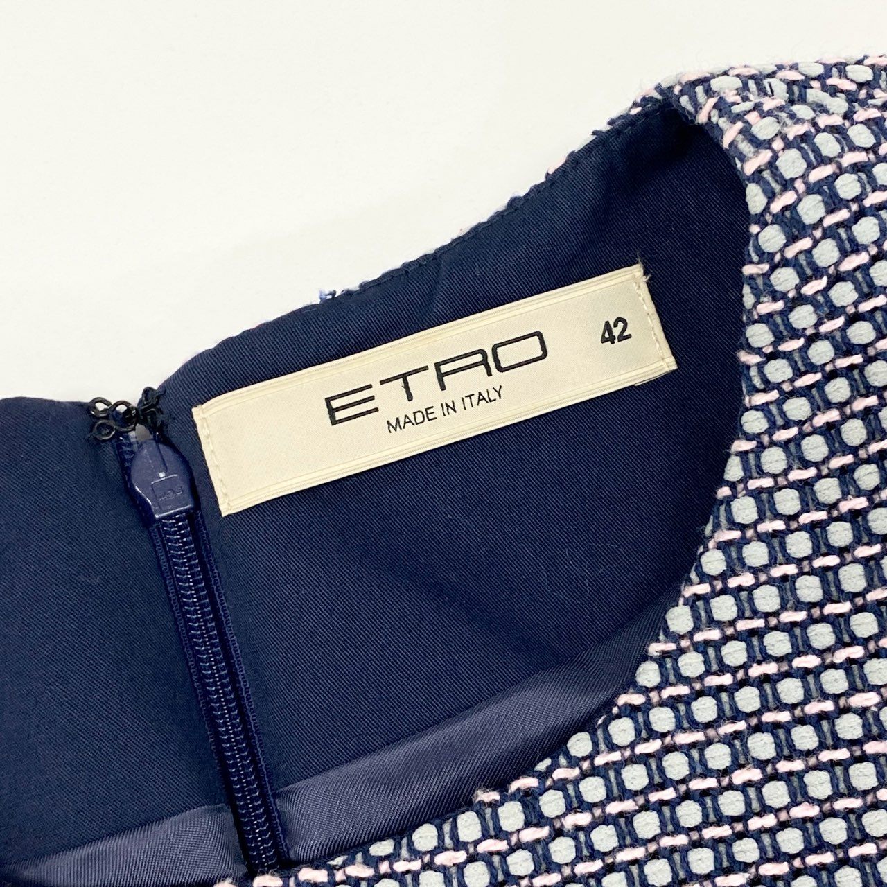 64g18 《美品》 ETRO エトロ クレイジーパターン ハーフデザインワンピース 42 マルチカラー ドレス イタリア製