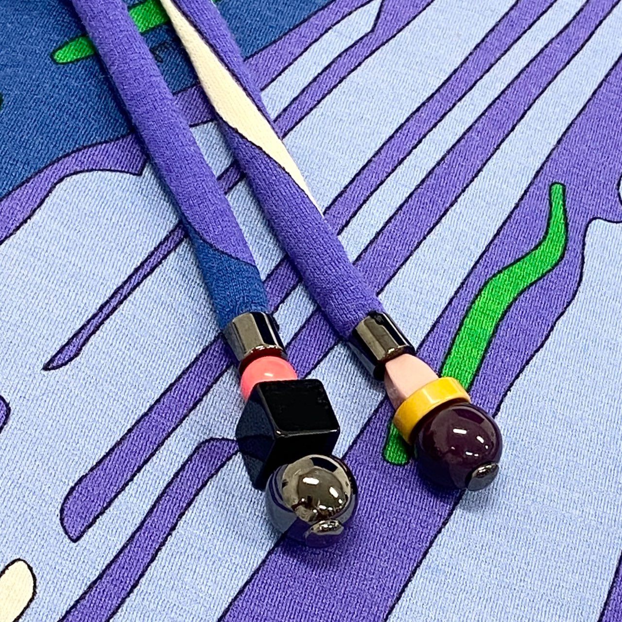 69g8 EMILIO PUCCI エミリオプッチ プッチ柄 ボトルネック 長袖ワンピース ドレス ロングスリーブ ウエストマーク イタリア製 38 ブルー レディース