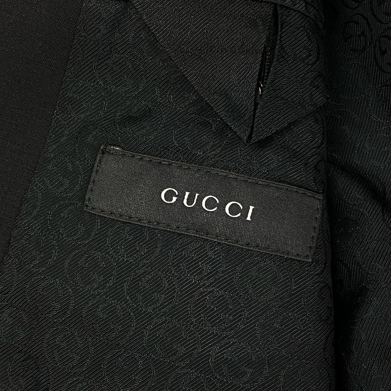 40a24 《美品》 GUCCI グッチ インターロッキングG フォーマル スーツ セットアップ 75907G 46 ブラック ビジネス セレモニー イタリア製