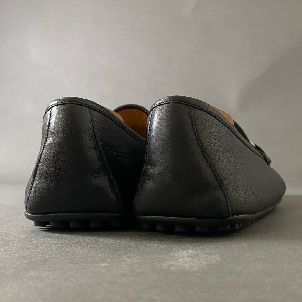 3h4 GUCCI グッチ ドライビングシューズ ウェブストライプ ホースビット シェリーライン レザーシューズ 450892 9 1/2 ブラック レザー
