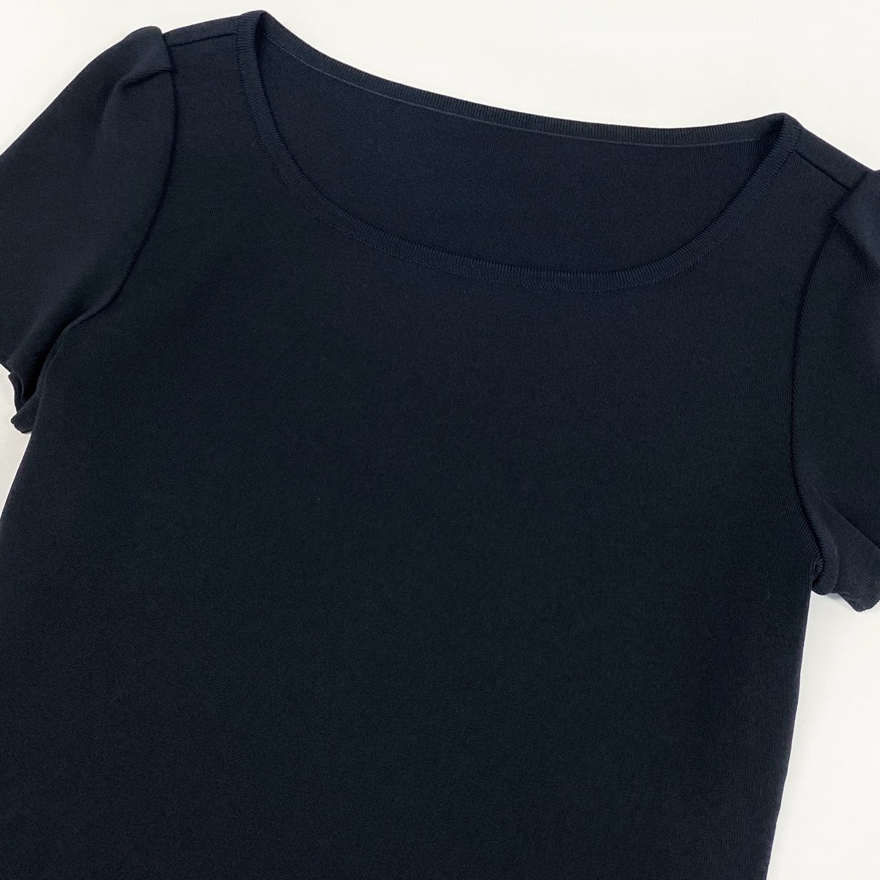 46f39 FOXEY BOUTIQUE フォクシーブティック ジェリービーン 半袖ニットセーター ワンポイントロゴ トップス 日本製 40 ネイビー レディース