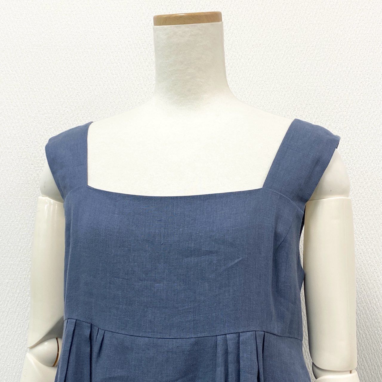 76k20 《 20周年 限定品 》 FOXEY フォクシー GINZA 20TH Soleil ソレイユ ドレス リネンワンピース 38278 40 ブルー 日本製