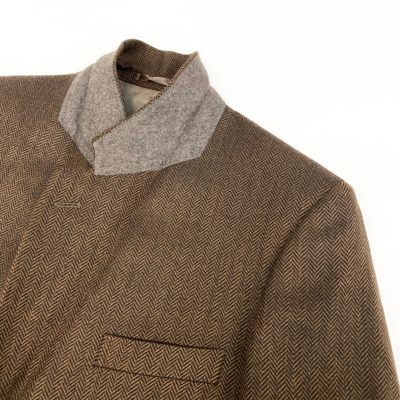 59h28 Dunhill ダンヒル アンコンジャケット テーラードジャケット ブレザー ビジネス フォーマル ブラウン カシミヤ100 メンズo07t