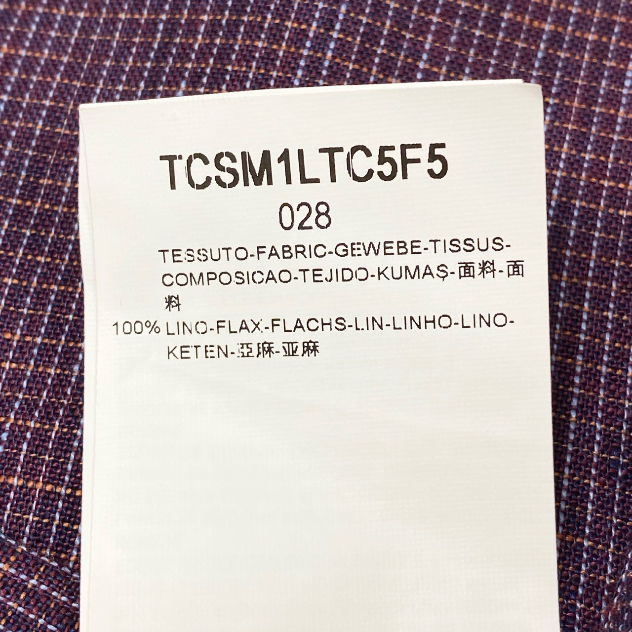 31a26 ARMANI COLLEZIONI アルマーニコレツィオーネ ノーカラーシャツ 長袖 チェック柄 比翼ボタン S パープル メンズ 男性用o07t