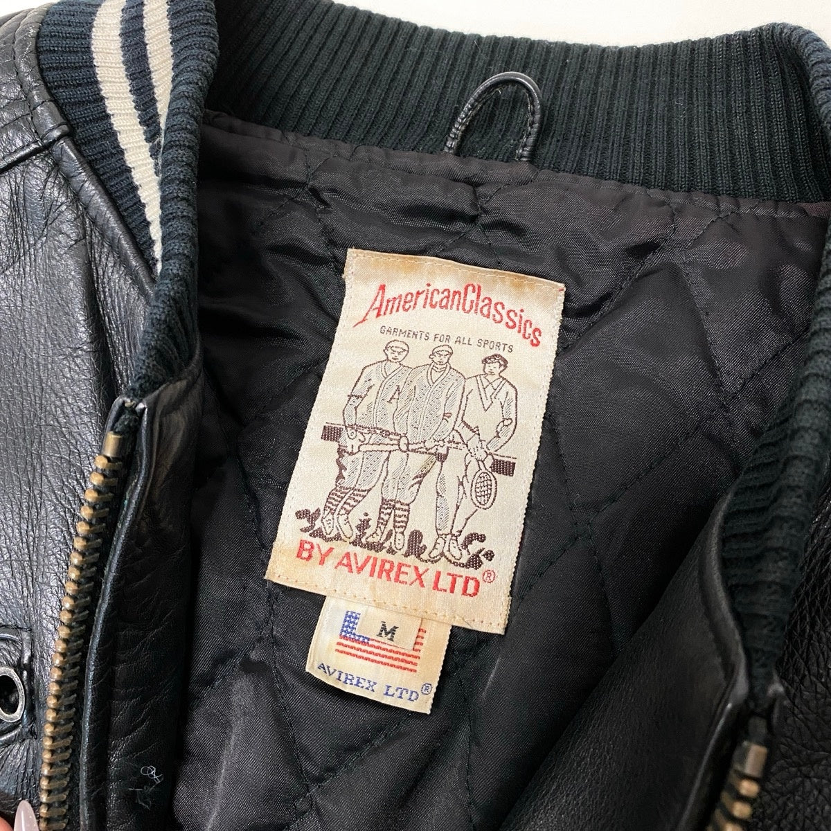 88j8 AVIREX アヴィレックス American Classics レザージャケット ブルゾン M ブラック メンズu02t