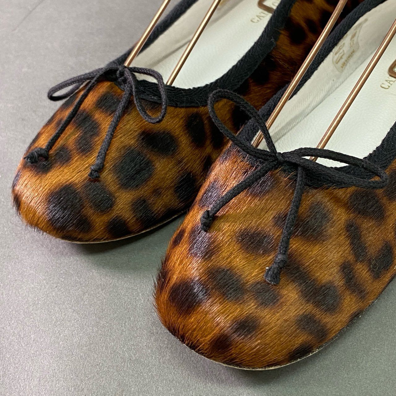 4j24 CATWORTH キャットワース Slip on Ballet Shoe ハラコ レオパード バレエシューズ 4 1/2 ブラウン DANCE SHOES イングランド製