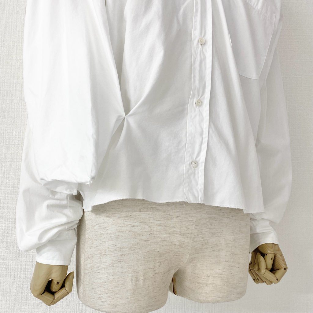 48h13 イタリア製 MAISON MARTIN MARGIELA メゾン マルタン マルジェラ ここのえ期 変形シャツ ブラウス 長袖シャツ 500C351742 サイズM ホワイト コットン レディース アーカイブ
