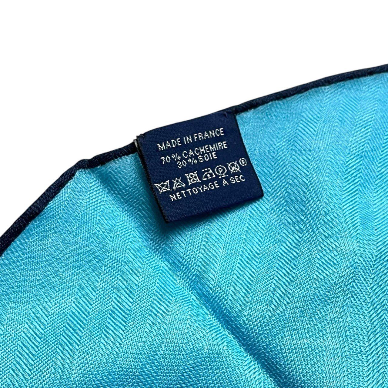 l12《美品》 HERMES エルメス LOSANGE ロサンジュ カシミヤ スカーフマフラー 443647T ブルー フランス製 ストール ショール 箱有