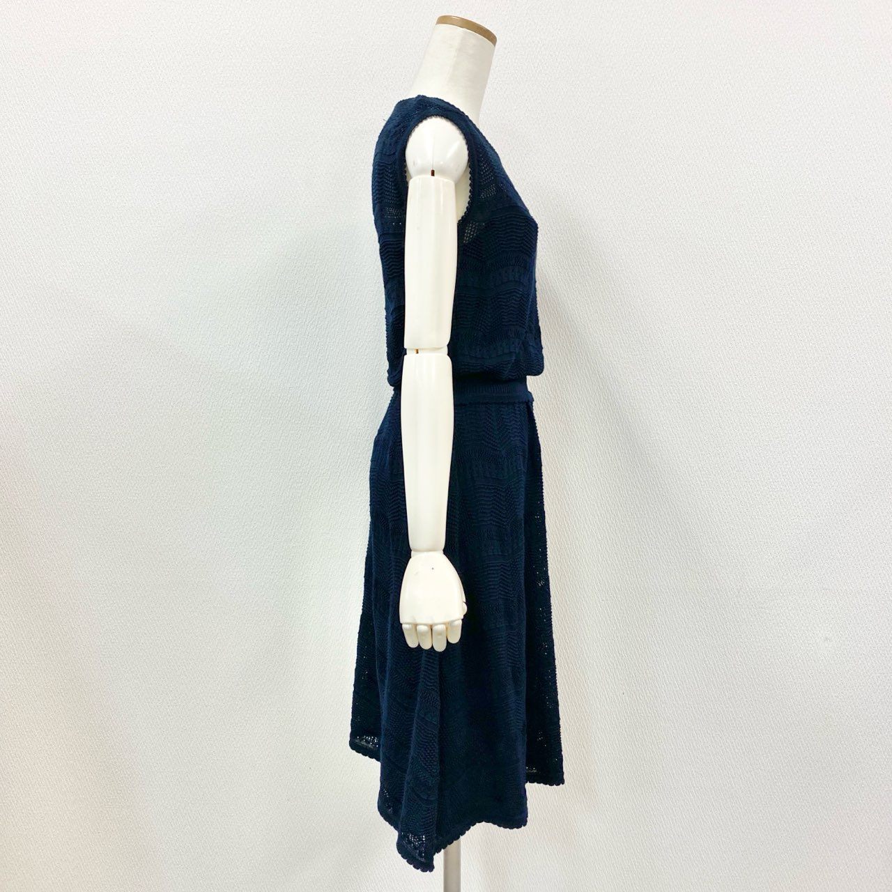 50l6 《美品》 Rene ルネ LIMITED EDITION コットンニット ノースリーブワンピース ドレス 日本製 6822860 34 ネイビー