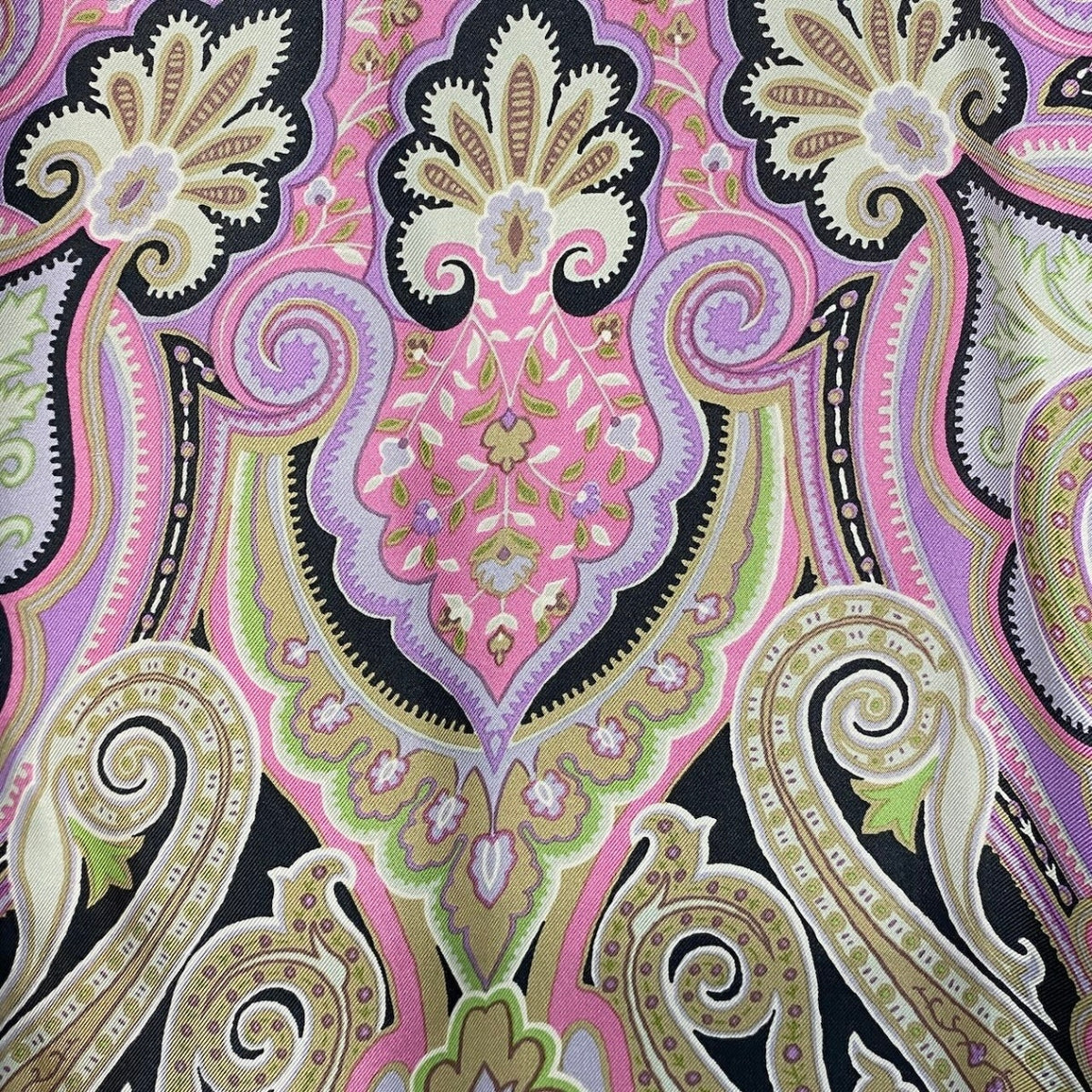 57j22 【極美品】ETRO エトロ 半袖シルクニットセーター 異素材切替 総柄 トップス 44サイズ パープル シルク100% レディース 女性用u02t