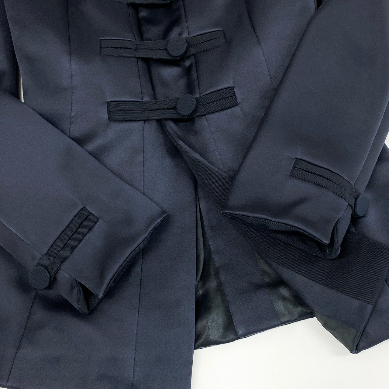 31d11 イタリア製 GIORGIO ARMANI ジョルジオアルマーニ チャイナデザイン ジャケット ブレザー サイズ42 光沢ネイビー レディース