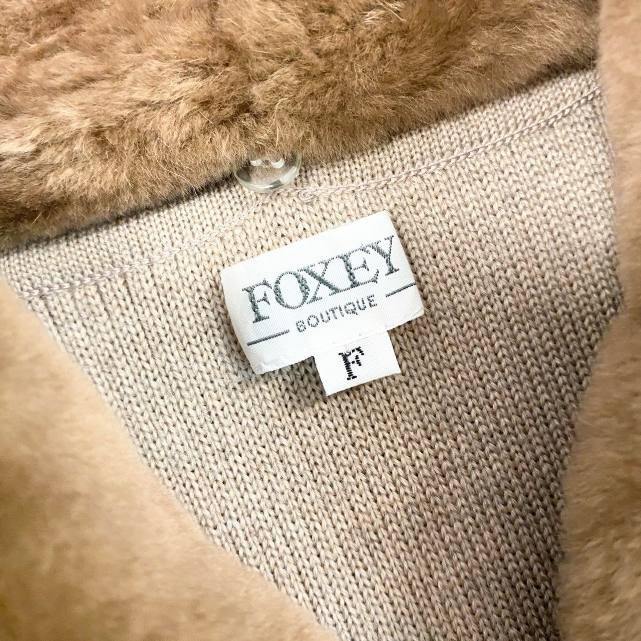 5i12 FOXEY BOUTIQUE フォクシー ブティック ヌートリアファー ニットコート ロングニットカーディガン F ブラウン系 レディースu02t