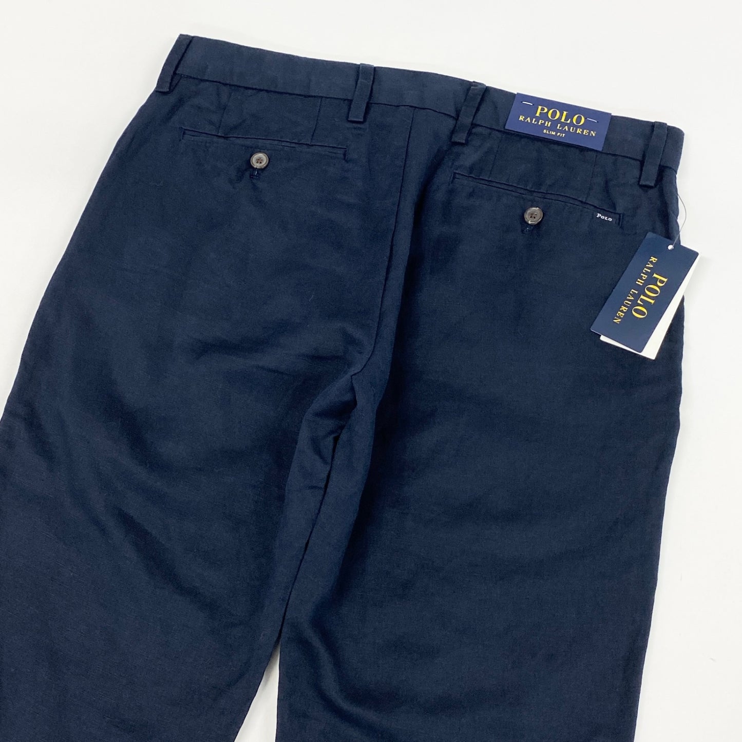 30h29 《極美品》POLO RALPH LAUREN ポロラルフローレン SLIM FIT スリムフィット リネンパンツ パンツ ボトムス 30W 30L ネイビー メンズ 男性用u02t