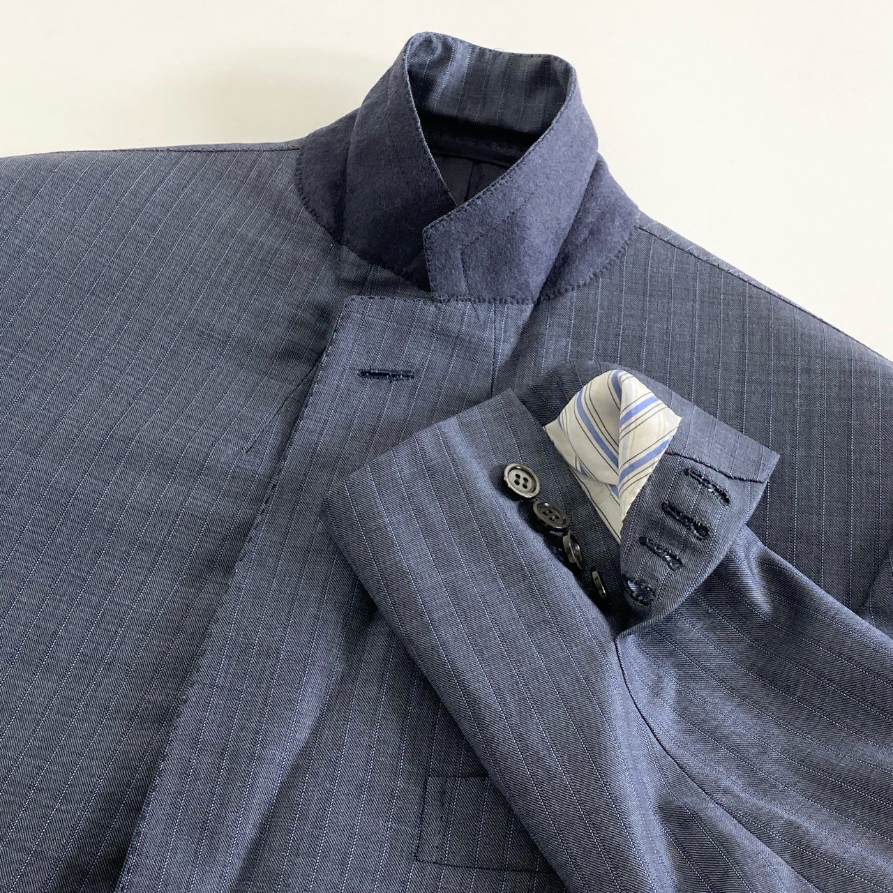 74i11 イタリア製 Brioni ブリオーニ MADISON シングルスーツ セットアップ Super150s生地 ブルー ストライプ ウール メンズ 紳士服