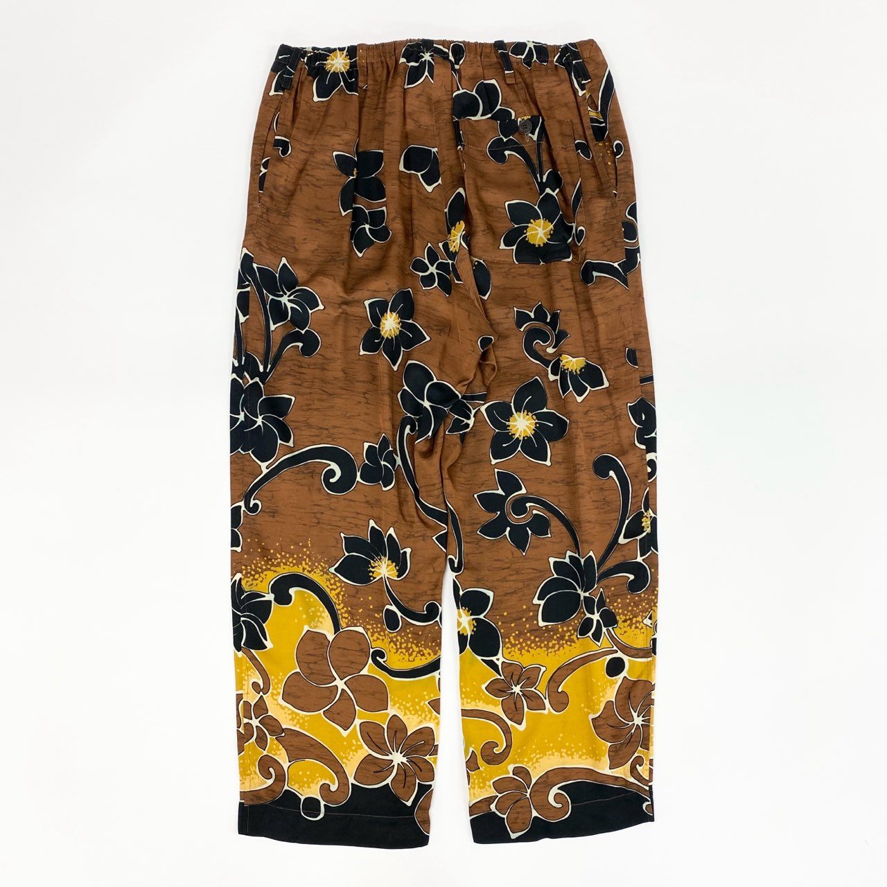 12f11 DRIES VAN NOTEN ドリスヴァンノッテン レーヨン スラックス イージーワイドパンツ 花柄 ボタニカル リラックスパンツ サイズ48 ブラウン系 レーヨン メンズ 紳士服