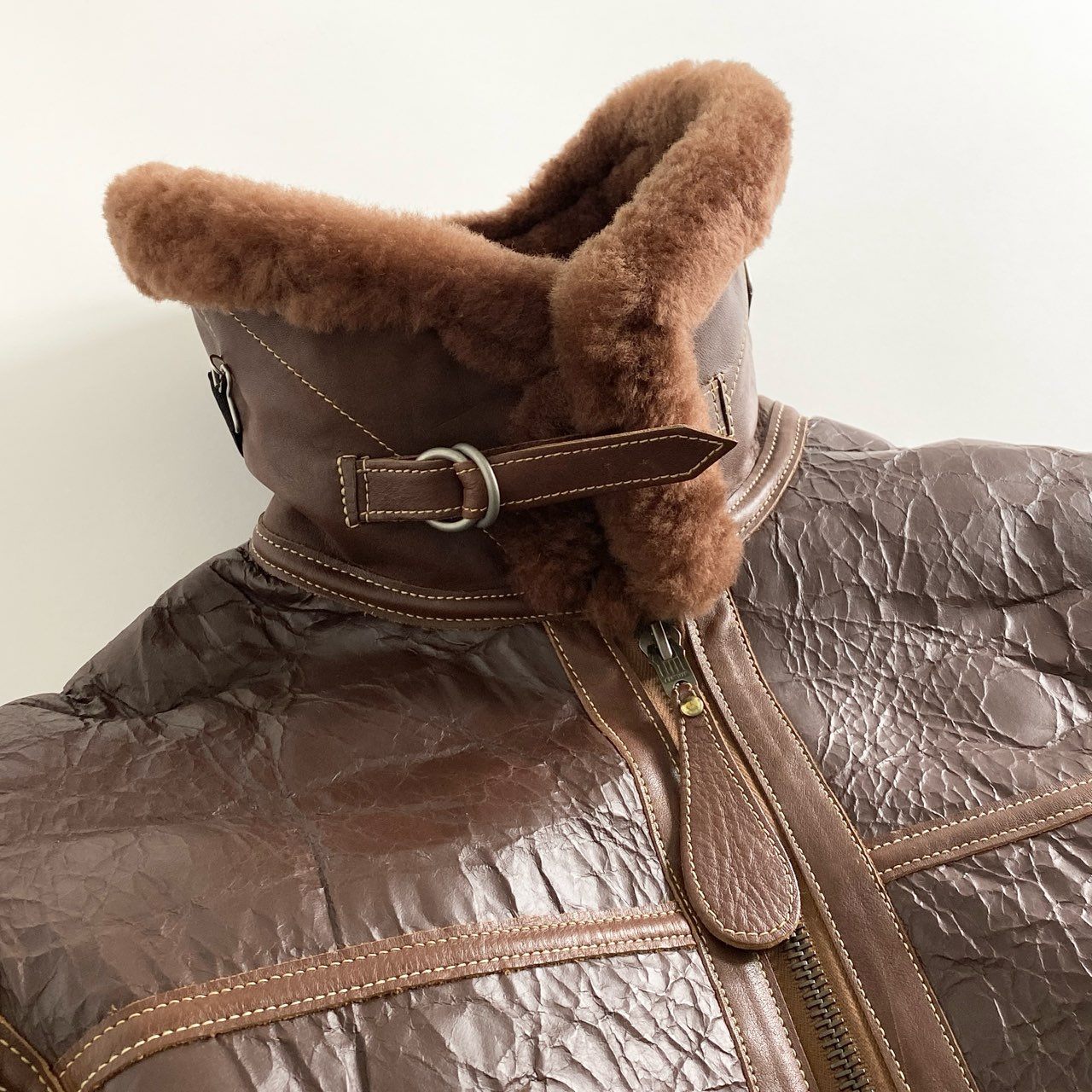 31d12 EASTMAN LEATHER CLOTHING イーストマンレザー R.I.F フライトジャケット ムートンジャケット 36 ブラウン メンズ flying jacket