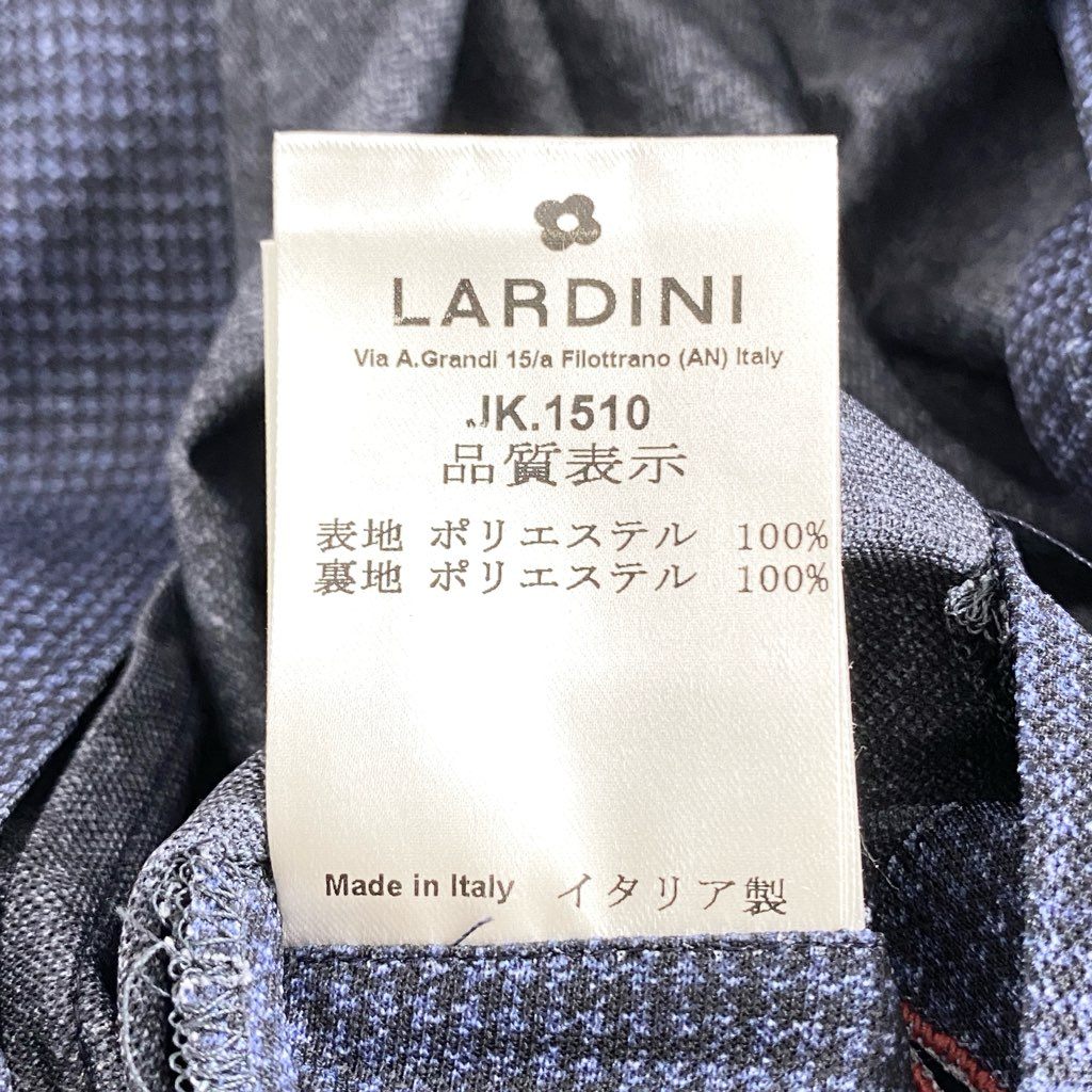 65e5 イタリア製 LARDINI ラルディーニ easy wear イージーウェア テーラードジャケット サマージャケット ストレッチ ブートニエール付き JX939AQ51 サイズ48 7R ネイビー ポリエステル100% メンズ 現行タグ