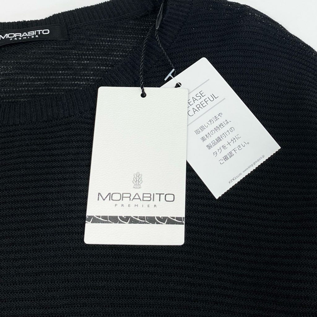 4f7 【新品】 定価5.9万円 MORABITO モラビト かぎ編みニット 春夏秋3シーズン ニットブラウス サイズ38 ブラック レディース 女性用