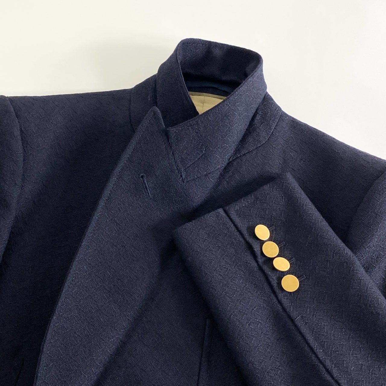 82j4 《美品》 イタリア製 GUCCI グッチ 20ss ダブル テーラードジャケット ブレザー 金ボタン 608629 ZADV4 サイズ46 ネイビー ウール100% メンズ