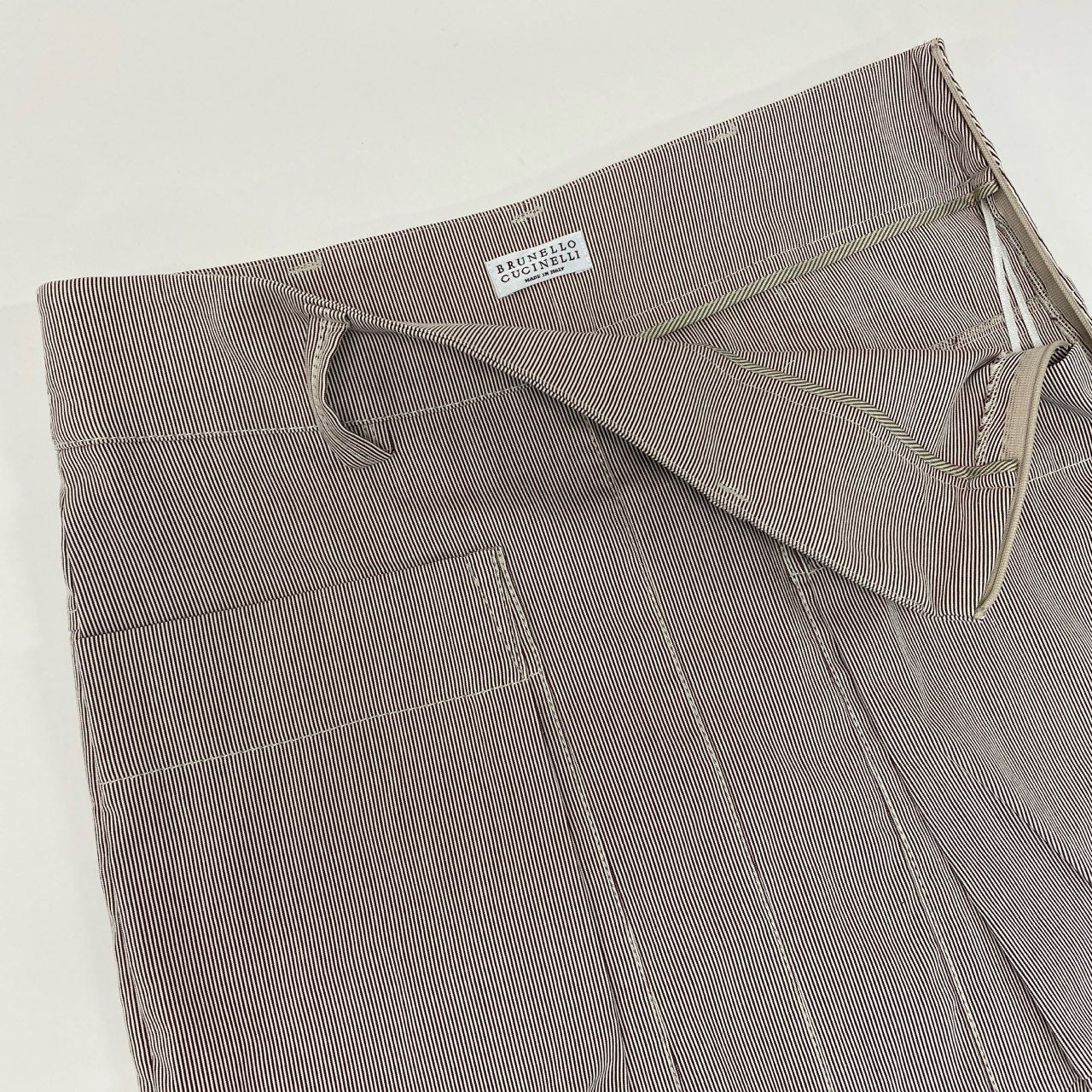 23i17 BRUNELLO CUCINELLI ブルネロクチネリ レザーパイピング フレアスカート ミニスカート 台形スカート サイズ38 アイボリー系 コットン レディース イタリア製u02t