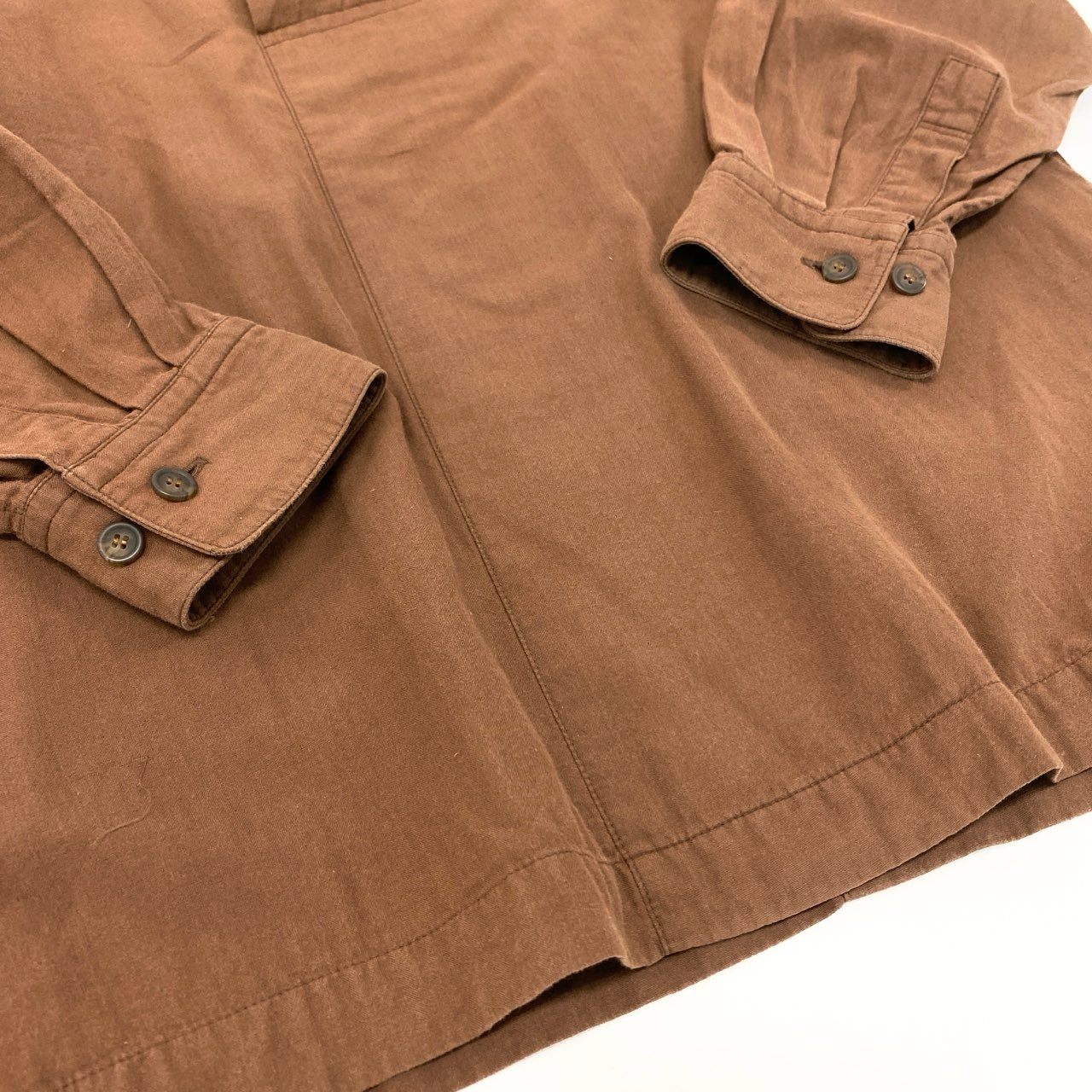16j20 ISSEY MIYAKE イッセイミヤケ 長袖シャツ トップス オーバーチンストラップ サイズM ブラウン コットン メンズu02t