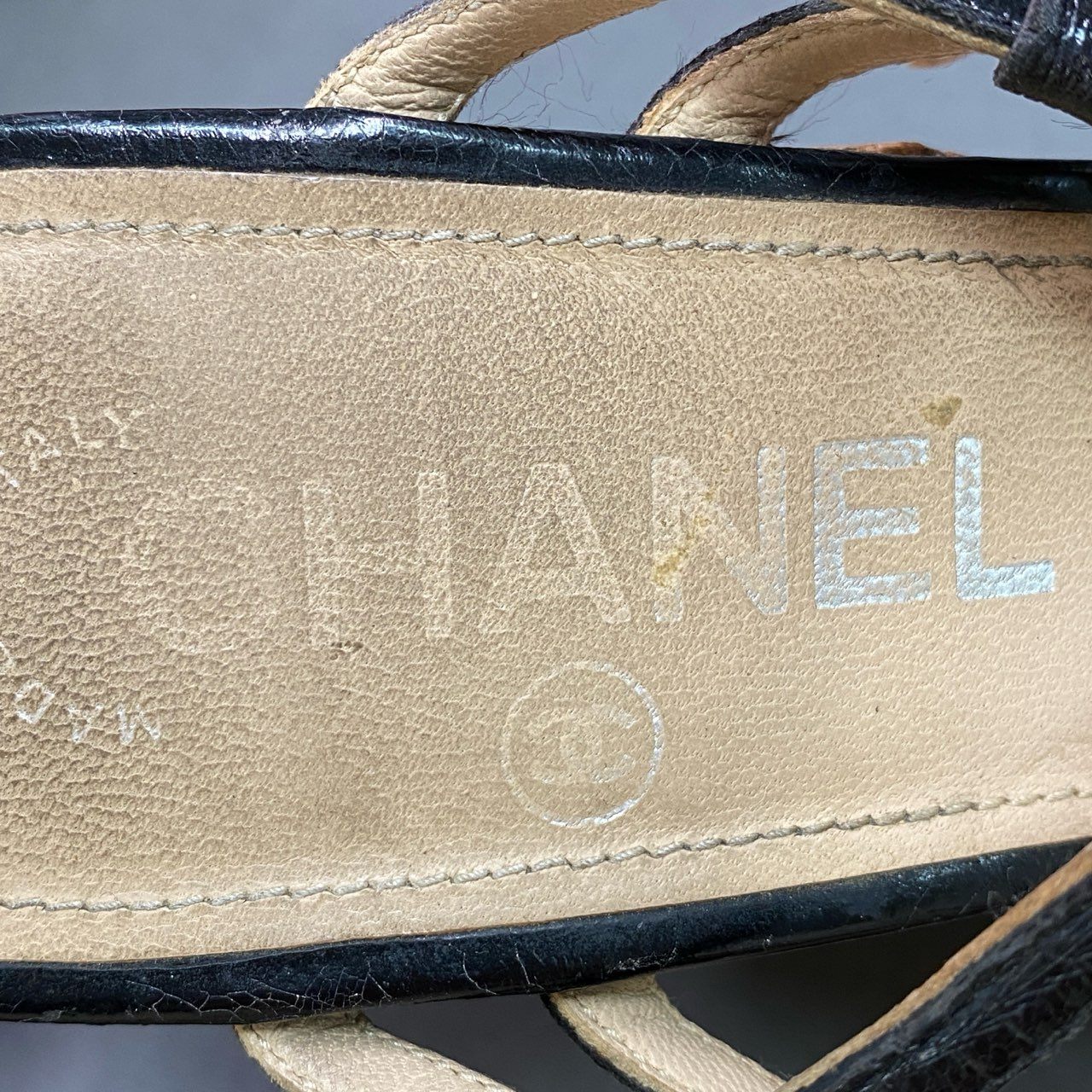 5k5 CHANEL シャネル ココマーク ウェッジソール サンダル 36 1/2 ブラック コルク シューズ イタリア製