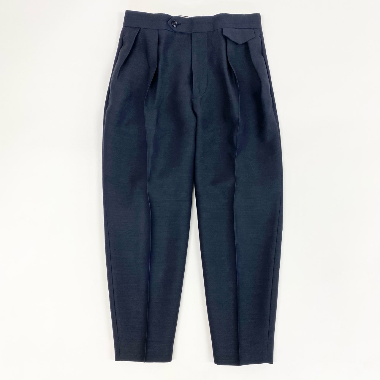 52d10 《極美品》 Drawer ドゥロワー ウールシルクタックパンツ テーパードスラックス イタリア製CERRUTI社製生地 6514-236-0885 サイズ36 ネイビー ウールシルク レディース ユナイテッドアローズ