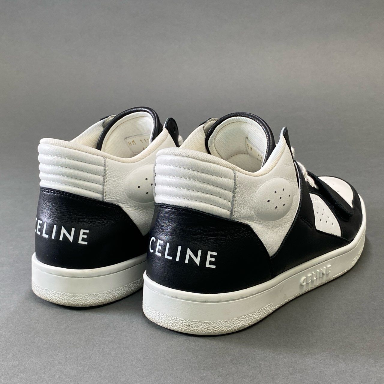 《美品》 CELINE セリーヌ CT-02 トレイナー ミッドトップスニーカー 41 ホワイト ブラック レザー シューズ 箱付き