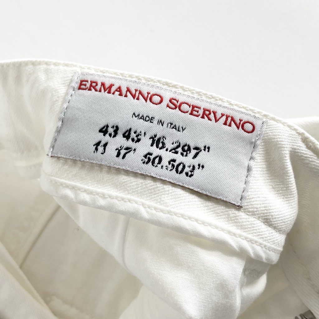 32d5 ERMANNO SCERVINO エルマンノ シャルヴィーノ ラインストーン付き フラワー刺繍 ストレッチスキニーパンツ 36 ホワイト イタリア製