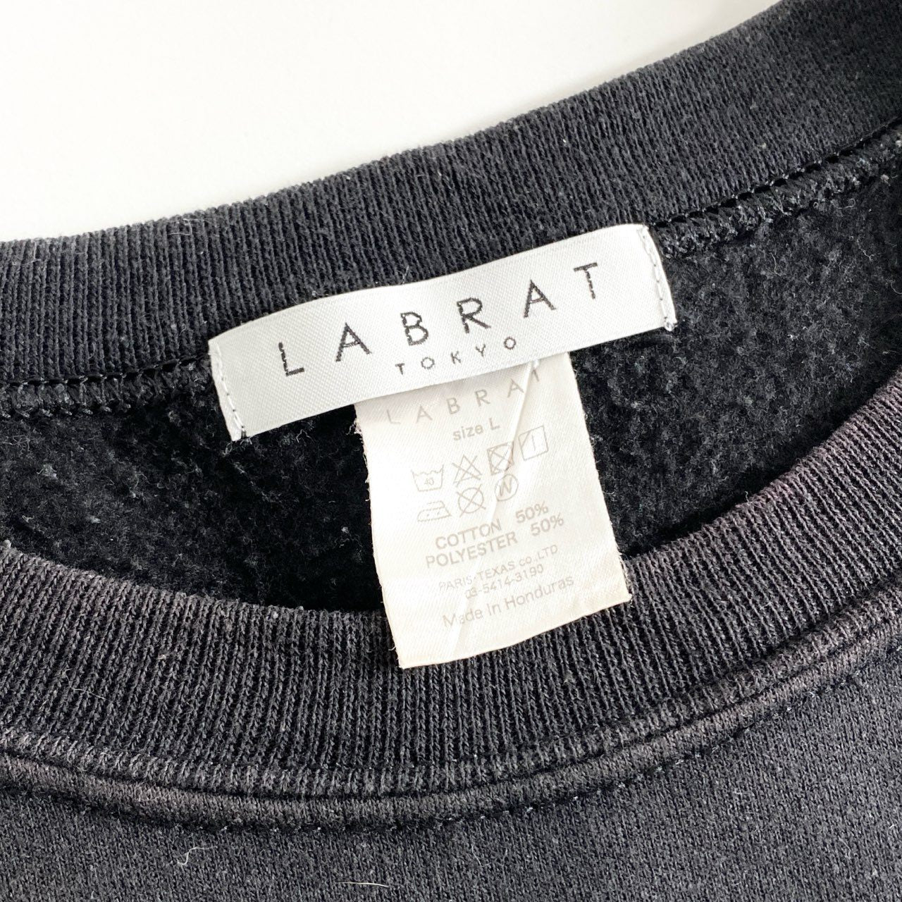 19e27 LABRAT×coji coji ラブラット コジコジ クルーネック スウェット トレーナー プルオーバー ロゴプリント バックプリント Lサイズ ブラック