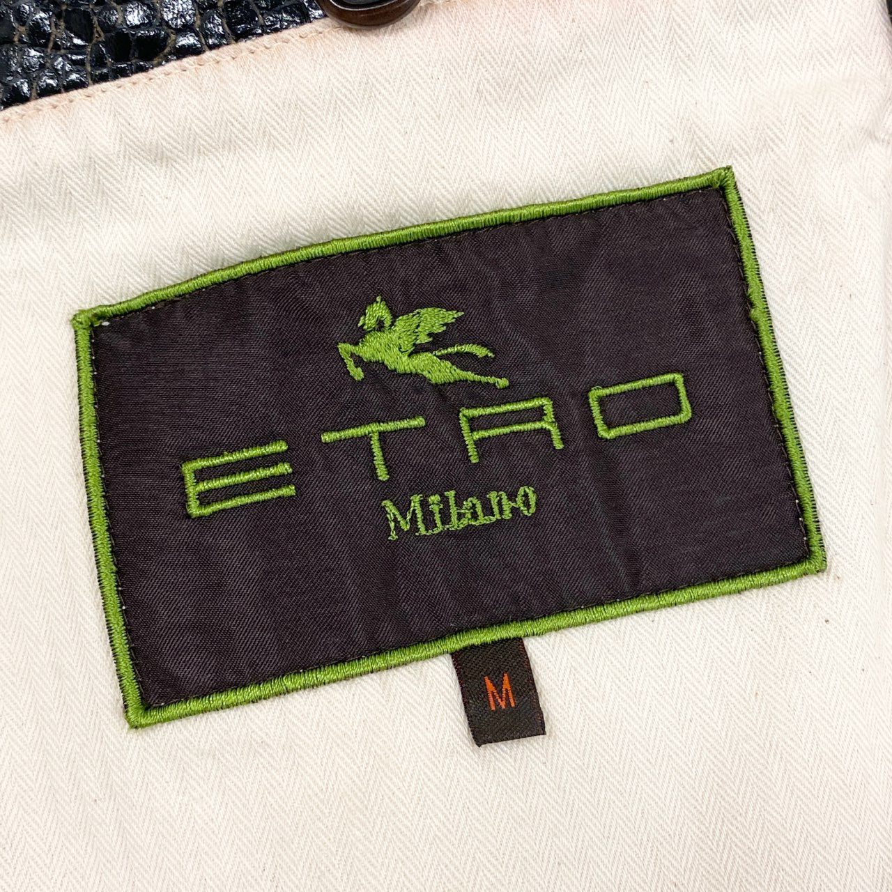 47c4 ETRO エトロ エキゾチック調 エコレザージャケット デザインジャケット サイズM ブラウン メンズ 男性用 ブルゾン