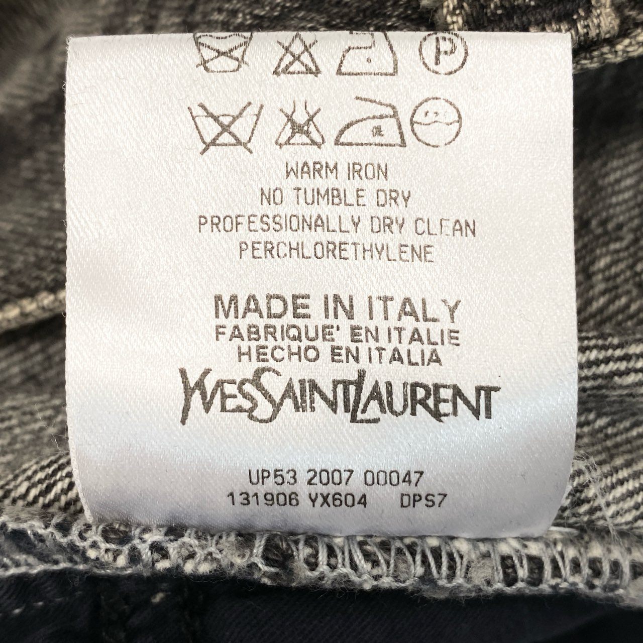 13f12 Yves SAINT LAURENT rive gauche イヴサンローラン リブゴーシュ YSLデカロゴ ブラックデニム ジーパン 5ポケット サイズ48 グレー系 コットン100 メンズ イタリア製
