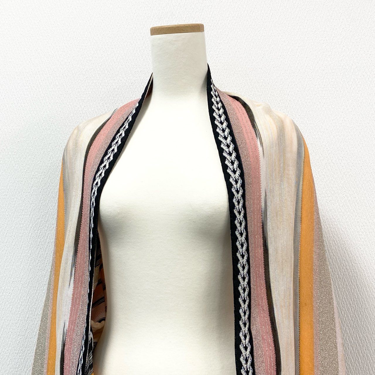 76i12 MISSONI ミッソーニ イタリア製 ロング ケープカーディガン 羽織 ラメ マルチカラー レディースk02i