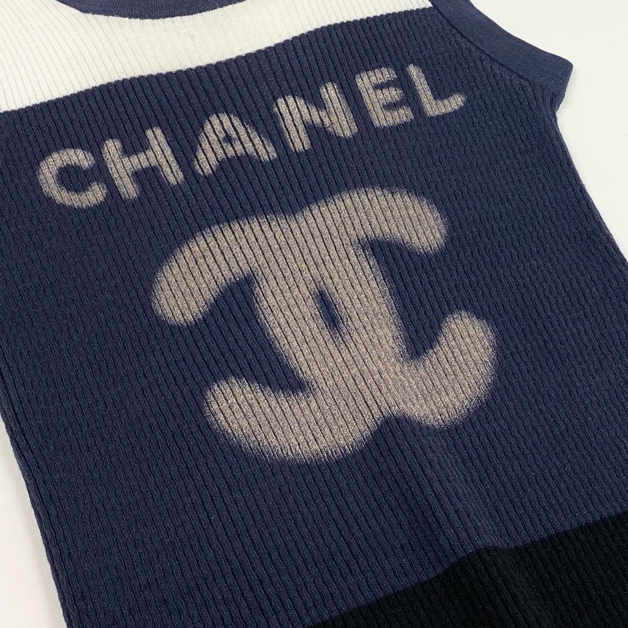 65d30 CHANEL シャネル vintage 2011 ココマーク リブニット タンクトップ ミニワンピース P40691K02967 サイズ38 レディース