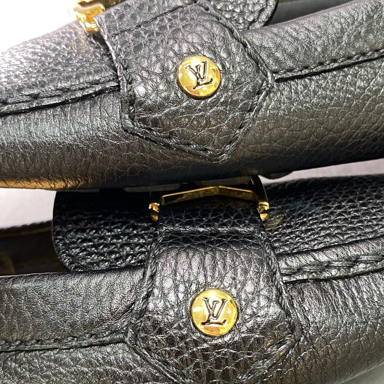 2k5 LOUIS VUITTON ルイヴィトン LV ドライビングシューズ 36 1/2 ブラック レザー シボ革 イタリア製