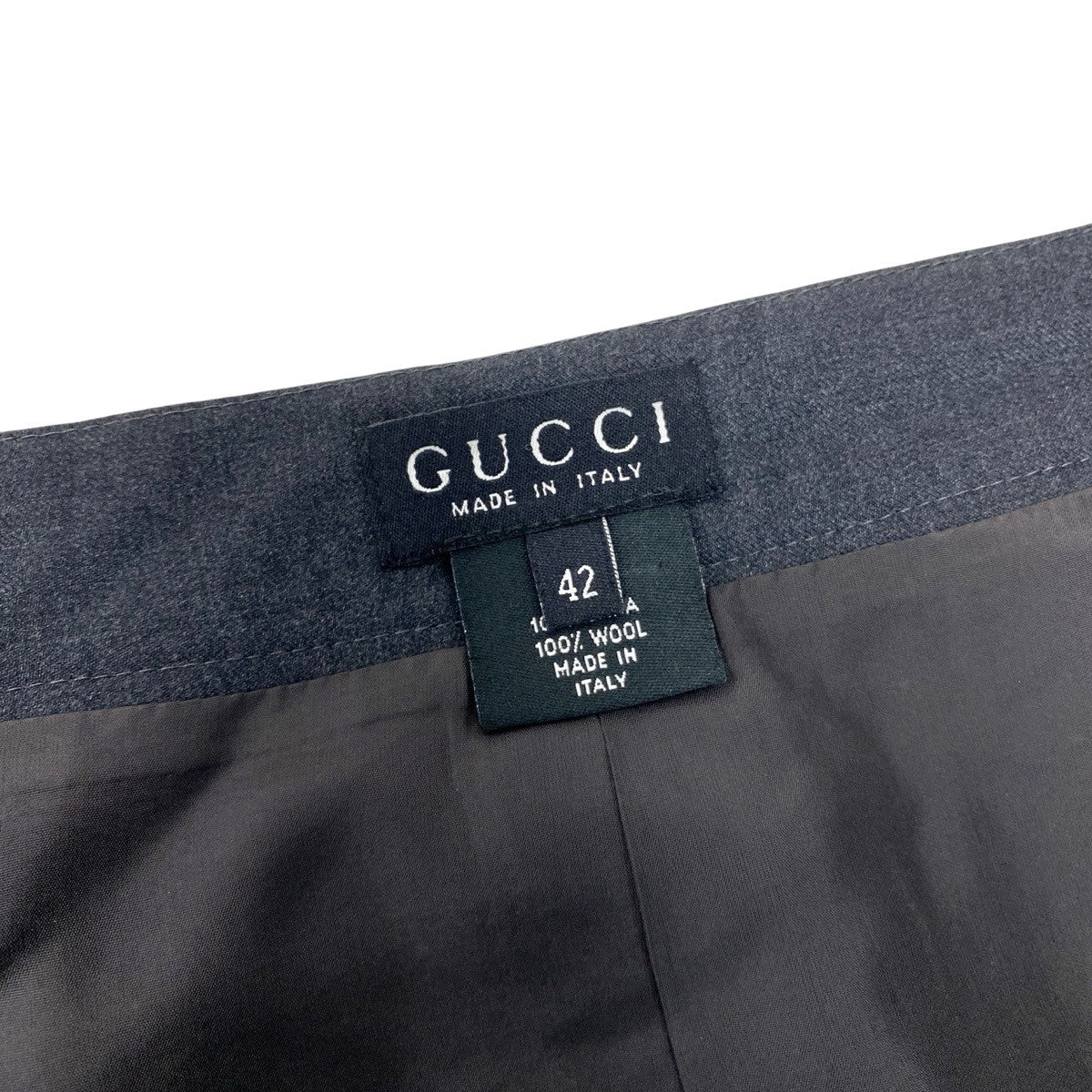 Ee28 GUCCI グッチ ヴィンテージ ラップスカート GG金ボタン サイズ42 ダークグレー ウール100% レディース 女性服u02tu02t