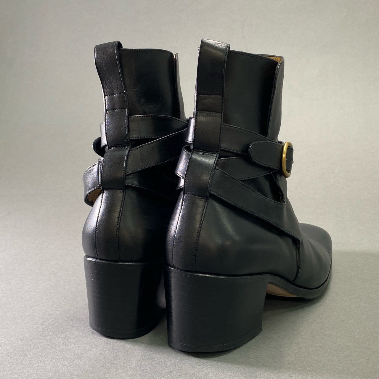 4d16 YVES SAINT LAURENT イヴサンローラン ROY55 MONK STORAP モンクストラップ レザーブーツ 41 ブラック Leather シューズ 箱 保存袋付き
