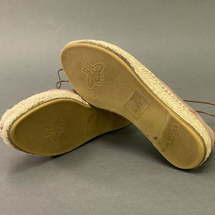 5l22 GUCCI グッチ GGマーモント エスパドリーユ レザースリッポン 36 ピンク Leather スペイン製 シューズ